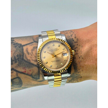 Custom Seiko Mod • 2-Tone Gold Diamond Datejust President • 36mm